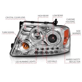 Anzo 111029 - Projector Headlights w/ Halo (Chrome Housing, Clear Lens)
