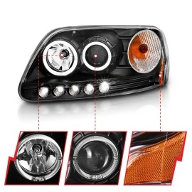 Anzo 111031 - Projector Headlights w/ Halo & LED (Black Housing, Clear Lens)