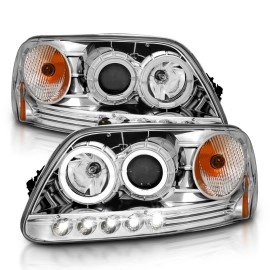 Anzo 111032 - Projector Headlights w/ Halo & LED (Chrome Housing, Clear Lens)