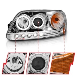 Anzo 111032 - Projector Headlights w/ Halo & LED (Chrome Housing, Clear Lens)