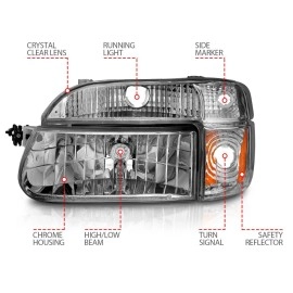 Anzo 111040 - Crystal Headlights w/ Corner Lights (Chrome Housing, Clear Lens)