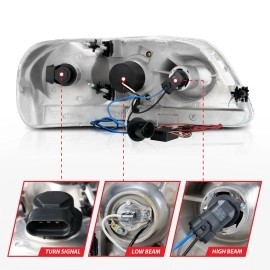 Anzo 111054 - Projector Headlights w/ RX Halo (Chrome Housing, Clear Lens)