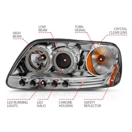 Anzo 111054 - Projector Headlights w/ RX Halo (Chrome Housing, Clear Lens)