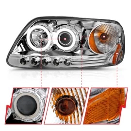 Anzo 111054 - Projector Headlights w/ RX Halo (Chrome Housing, Clear Lens)
