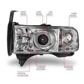 Anzo 111056 - Projector Headlights w/ RX Halo (Chrome Housing, Clear Lens)