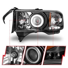 Anzo 111065 - Projector Headlights w/ RX Halo (Black Housing, Clear Lens)