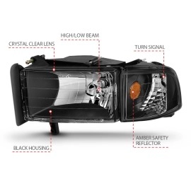 Anzo 111067 - Crystal Headlights w/ Corner Lights (Black Housing, Clear Lens)