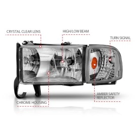 Anzo 111068 - Crystal Headlights w/ Corner Lights (Chrome Housing, Clear Lens)