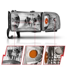 Anzo 111068 - Crystal Headlights w/ Corner Lights (Chrome Housing, Clear Lens)