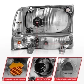 Anzo 111081 - Crystal Headlights w/ Corner Lights (Chrome Housing, Clear Lens)