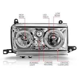 Anzo 111092 - Halo Crystal Headlights (Chrome Housing, Clear Lens)