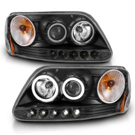 Anzo 111097 - Projector Headlights w/ RX Halo (Black Housing, Clear Lens)
