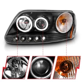 Anzo 111097 - Projector Headlights w/ RX Halo (Black Housing, Clear Lens)