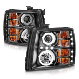 Anzo 111107 - Projector Headlights w/ RX Halo (Black Housing, Clear Lens)