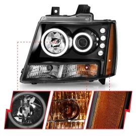 Anzo 111109 - Projector Headlights w/ RX Halo (Black Housing, Clear Lens)