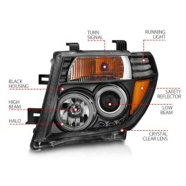 Anzo 111111 - Projector Headlights w/ RX Halo (Black Housing, Clear Lens)