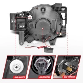 Anzo 111116 - Projector Headlights w/ RX Halo (Black Housing, Clear Lens)