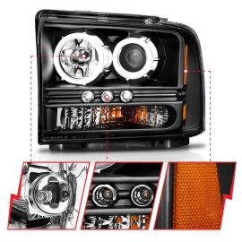 Anzo 111117 - Projector Headlights w/ RX Halo (Black Housing, Clear Lens)