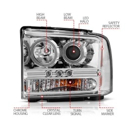 Anzo 111118 - Projector Headlights w/ RX Halo (Chrome Housing, Clear Lens)