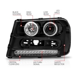 Anzo 111127 - Projector Headlights w/ RX Halo (Black Housing, Clear Lens)