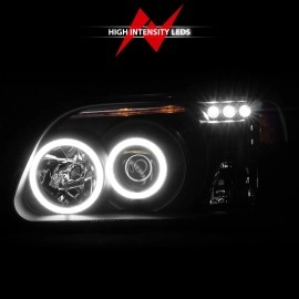 Anzo 111132 - Projector Headlights w/ RX Halo (Black Housing, Clear Lens)