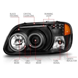 Anzo 111132 - Projector Headlights w/ RX Halo (Black Housing, Clear Lens)