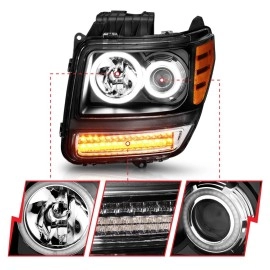 Anzo 111145 - G2 Projector Headlights w/ RX Halo & LED Turn Signal (Black Housing, Clear Lens)