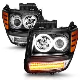 Anzo 111145 - G2 Projector Headlights w/ RX Halo & LED Turn Signal (Black Housing, Clear Lens)