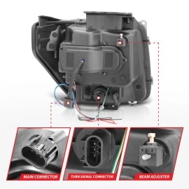 Anzo 111145 - G2 Projector Headlights w/ RX Halo & LED Turn Signal (Black Housing, Clear Lens)