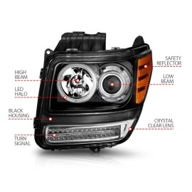 Anzo 111145 - G2 Projector Headlights w/ RX Halo & LED Turn Signal (Black Housing, Clear Lens)