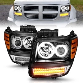 Anzo 111145 - G2 Projector Headlights w/ RX Halo & LED Turn Signal (Black Housing, Clear Lens)