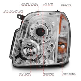 Anzo 111147 - Projector Headlights w/ RX Halo (Chrome Housing, Clear Lens)