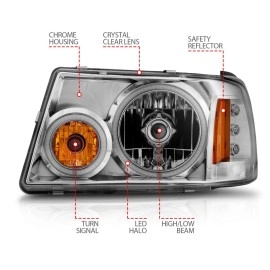 Anzo 111151 - Crystal Headlights w/ RX Halo (Chrome Housing, Clear Lens)