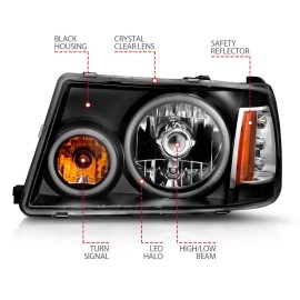 Anzo 111152 - Crystal Headlights w/ RX Halo (Black Housing, Clear Lens)