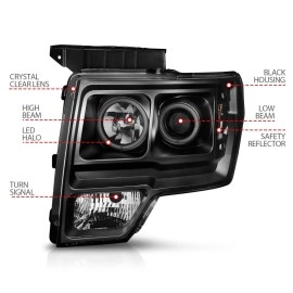 Anzo 111161 - Projector Headlights w/ RX Halo (Black Housing, Clear Lens)