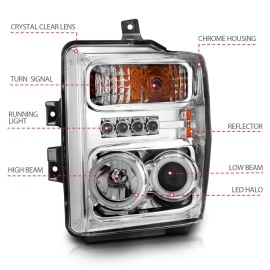 Anzo 111167 - Projector Headlights w/ RX Halo (Chrome Housing, Clear Lens)