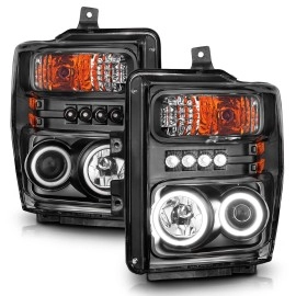 Anzo 111168 - Projector Headlights w/ RX Halo (Black Housing, Clear Lens)