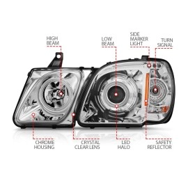 Anzo 111169 - Projector Headlights w/ RX Halo (Chrome Housing, Clear Lens)