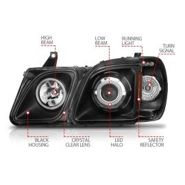 Anzo 111170 - Projector Headlights w/ RX Halo (Black Housing, Clear Lens)