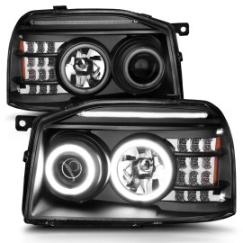 Anzo 111172 - G2 Projector Headlights w/ RX Halo & LED Turn Signal (Black Housing, Clear Lens)