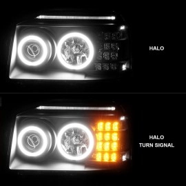 Anzo 111172 - G2 Projector Headlights w/ RX Halo & LED Turn Signal (Black Housing, Clear Lens)