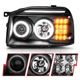 Anzo 111172 - G2 Projector Headlights w/ RX Halo & LED Turn Signal (Black Housing, Clear Lens)