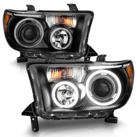 Anzo 111174 - Projector Headlights w/ RX Halo & LED Bar (Black Housing, Clear Lens)
