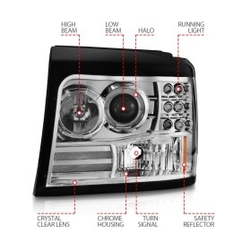 Anzo 111183 - Projector Headlights w/ Halo (Chrome Housing, Clear Lens)