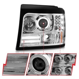 Anzo 111183 - Projector Headlights w/ Halo (Chrome Housing, Clear Lens)