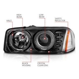 Anzo 111192 - Projector Headlights w/ Halo (Black Housing, Clear Lens)