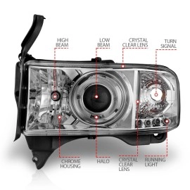 Anzo 111195 - Projector Headlights w/ Halo (Chrome Housing, Clear Lens)