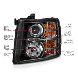 Anzo 111200 - Projector Headlights w/ Halo (Black Housing, Clear Lens)