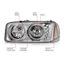 Anzo 111208 - Crystal Headlights w/ LED Halo (Chrome Housing, Clear Lens)