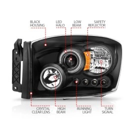 Anzo 111209 - Projector Headlights w/ Halo (Black Housing, Clear Lens)